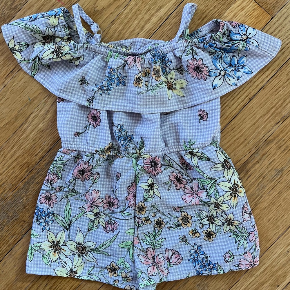 Copper Key Gingham jumpsuit with flowers